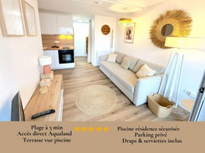 Appart Comfort 6 Pers Agde, Plage Richelieu à 150m, Piscine, Parking, Aqualand -